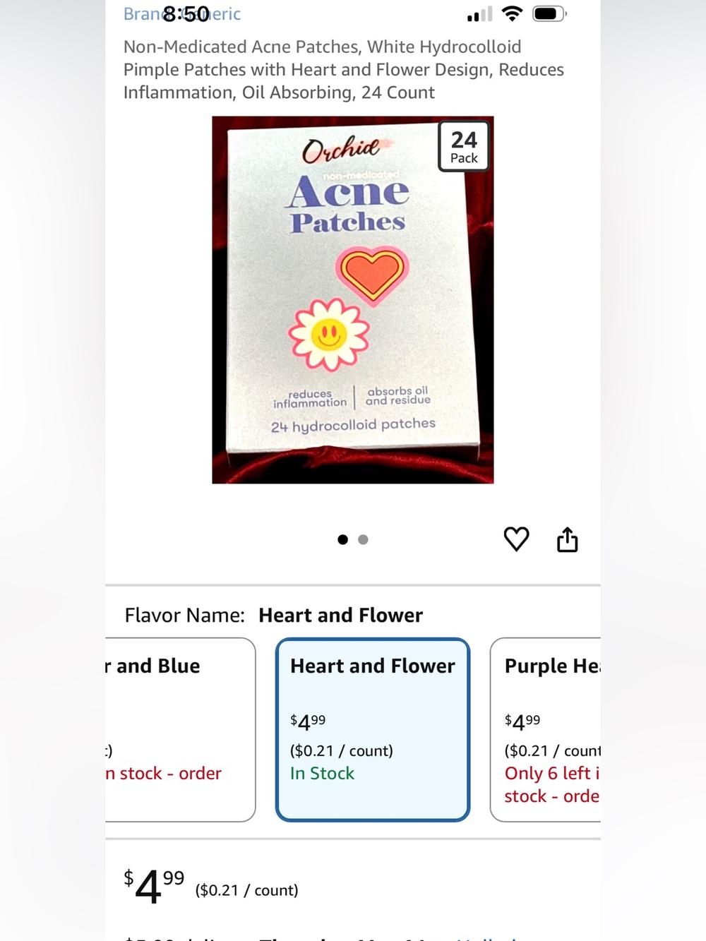 New: Orchid Acne Patches with Hydrocolloid - 48 Pimple heart & flower patches - Picture 3 of 3